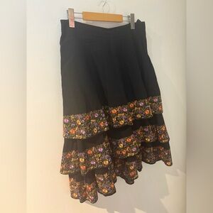 H&M Black Skirt & coat Floral Embroidery